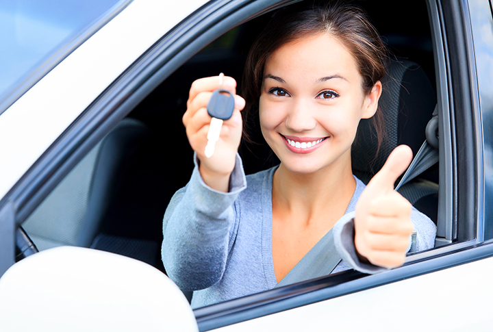 Woman with car keys